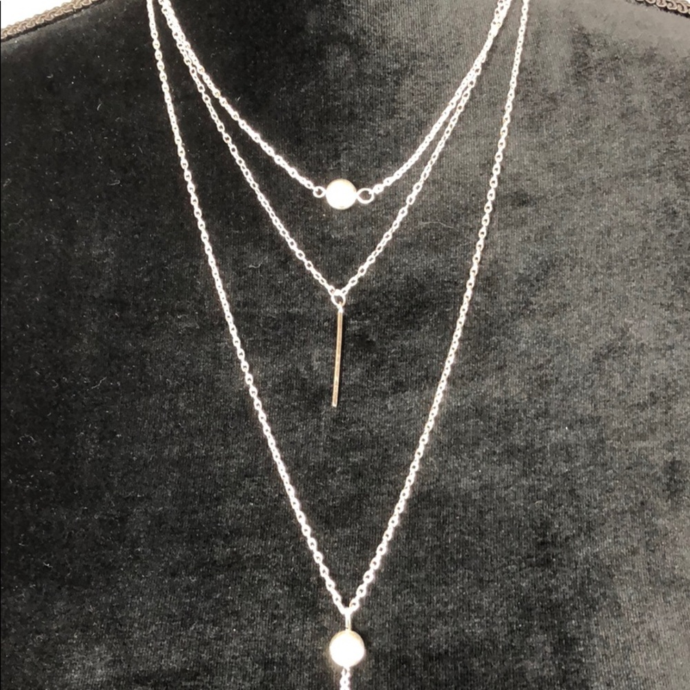 Boho silver tone layered necklace. - Picture 2 of 4